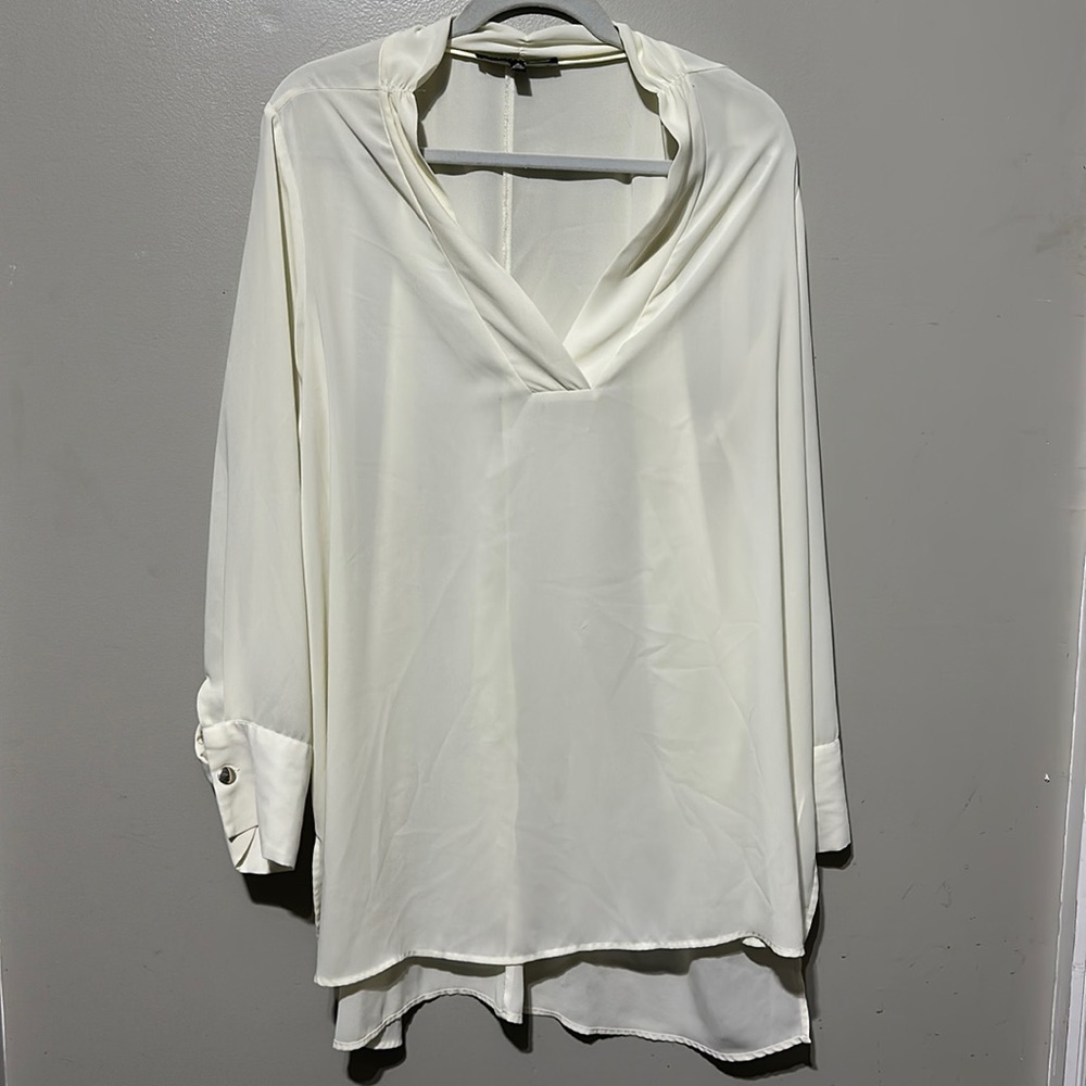 Eloquii Off White Easy V Neck Tunic Plus Size 18